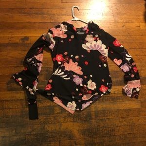 Ann Taylor floral shirt with cuff details